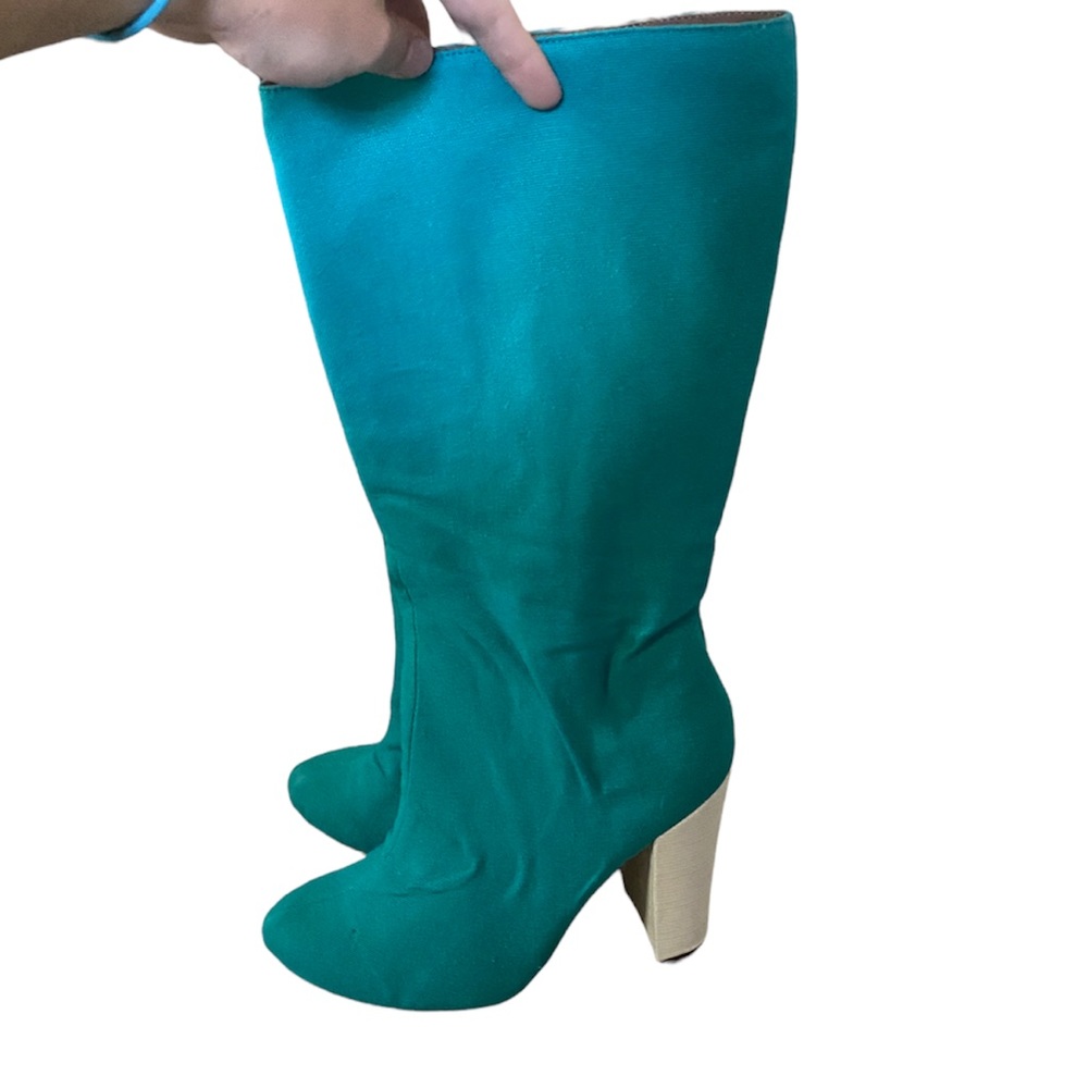Blue canvas boots